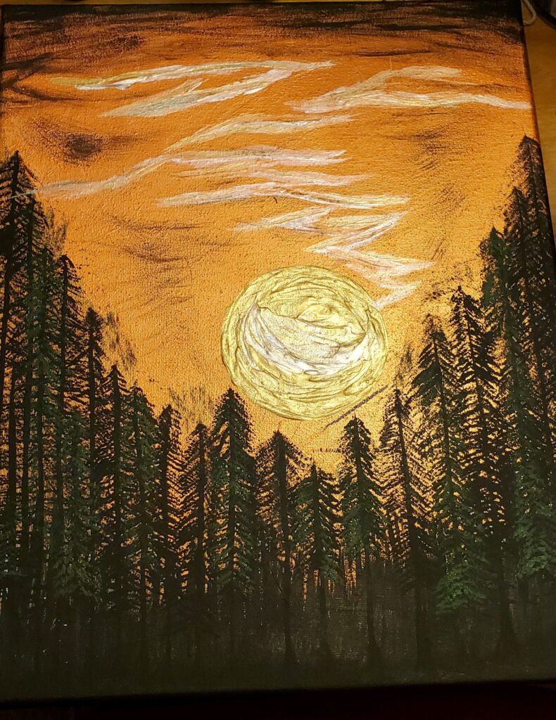 Forest Moon - $20 11 x 17" Heavy Body Acrylic on Canvas