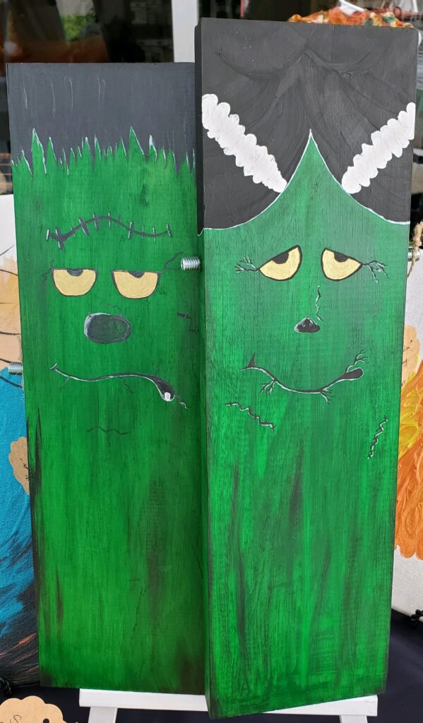 Franky Stein and Mrs. Stein - $30 Upcycled Pallet Art Pair